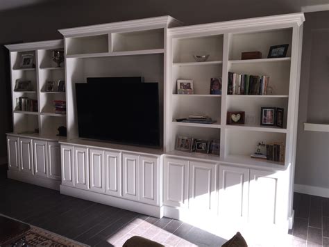 A standard base cabinets come sold in increments of: Jaimes Custom Cabinets | White Entertainment Center Built In