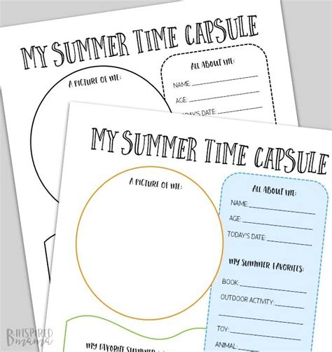 Kids Summer Time Capsule Printable