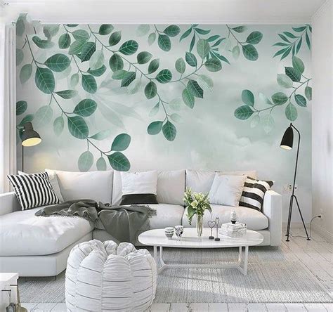 Spring Hanging Olive Green Leaves Wallpaper Wall Muralgreen Vine