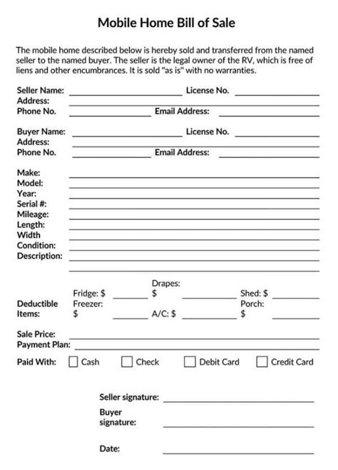 How To Use Mobile Home Bill Of Sale Form Free Forms