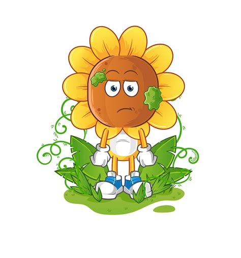 Premium Vector Sunflower Head Cartoon Waiting Too Long Mascot Cartoon