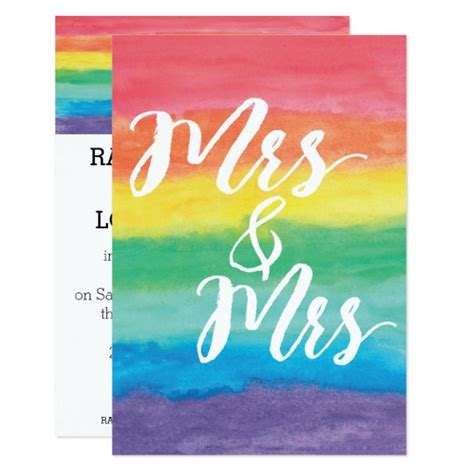 mrs and mrs rainbow lesbian wedding invitation