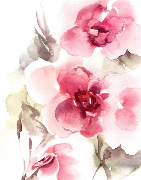 Abstract Floral Print Watercolor Painting Art Print Pink Florals