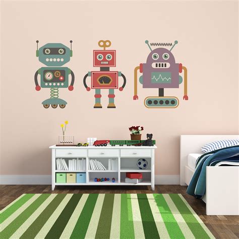 Children's Retro Robot Sticker Set | Kids room wall stickers, Robot ...