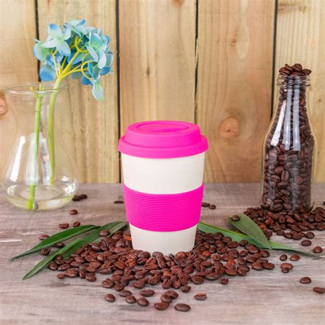 Reusable Coffee Cup Travel Mug Eco Friendly Bamboo 350ml 3 Designs
