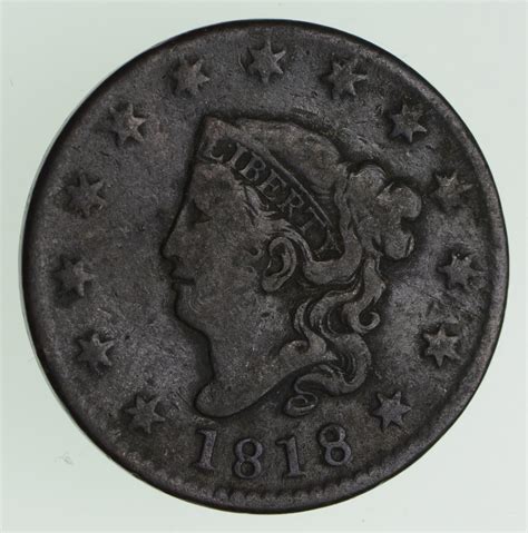 Early 1818 Liberty Head United States Large Cent Tough Coin