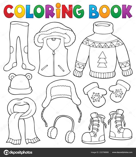 Coloring Book Winter Clothes Topic Set Eps10 Vector Illustration ⬇