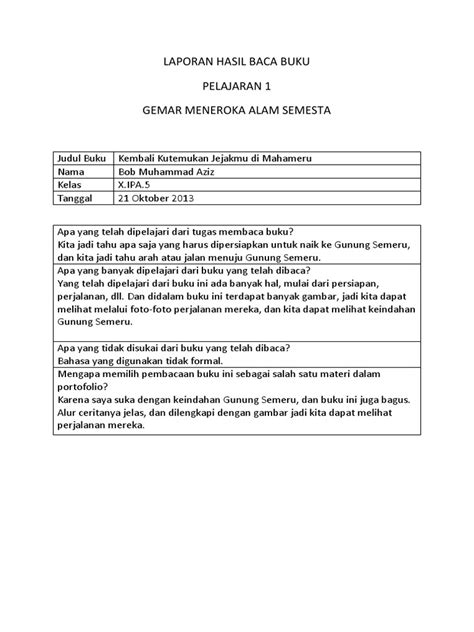 Laporan Hasil Baca Buku Terbaru