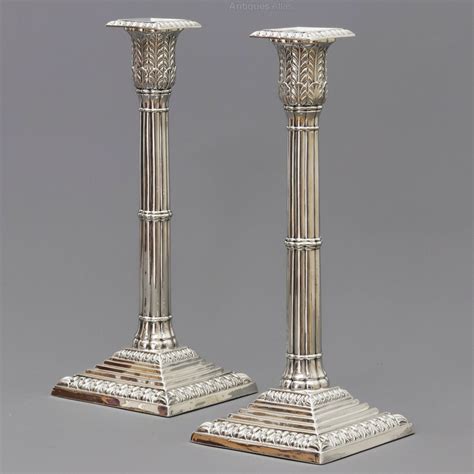 Antiques Atlas Pair Of Silver Cluster Column Candlesticks 1886