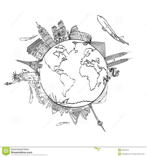 Drawing The Dream Travel Around The World Stock