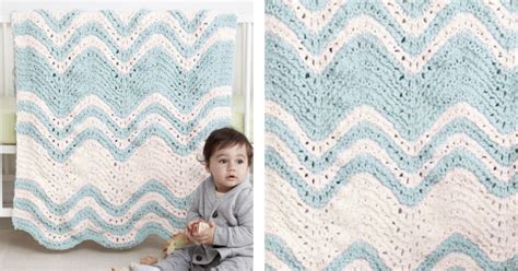 Ripple Stripes Knitted Baby Blanket Free Knitting Pattern