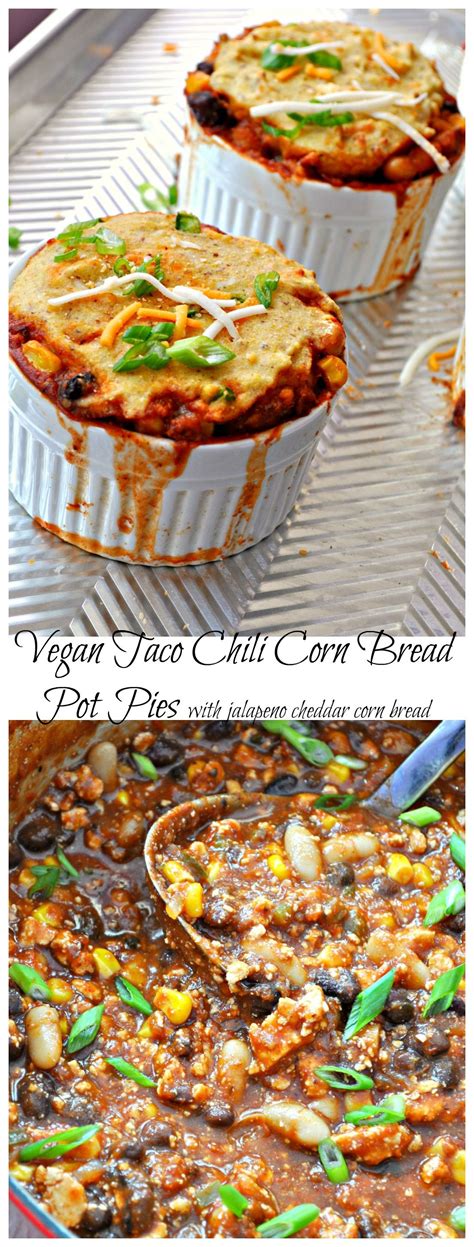Let it cool completely before freezing and then freeze for up to 3 months. Vegan Taco Chili Corn Bread Pot Pies | Recipe | Taco chili ...