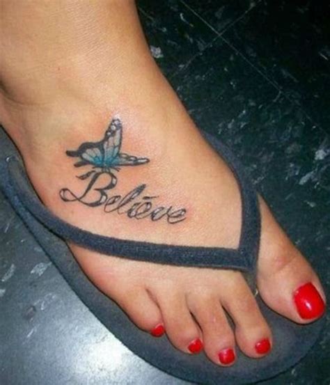 Foot Butterfly Tattoo Design Believe Foot Tattoos Believe Tattoos