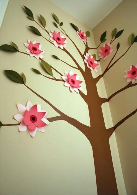 Diy 3 D Paper Flower And Tree Mural For Little Girls Nursery Click To
