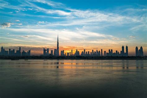 Morning Or Sunrise In Dubai Dawn Over Burj Khalifa Beautiful Colored