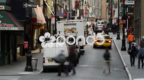 Time Lapse Wide Shot Of Bustling City Street New York City New York