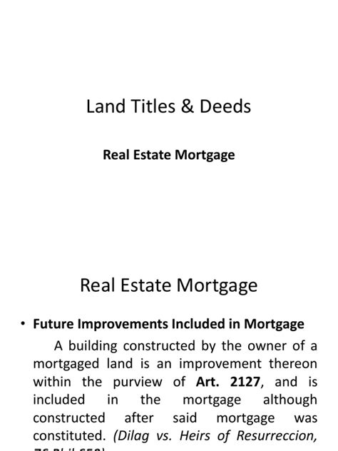 Land Titles And Deeds Mortgage Law Assignment Law