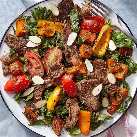 Italian Style Beef Salad With Roasted Vegetables And Creamy Balsamic Dressing
