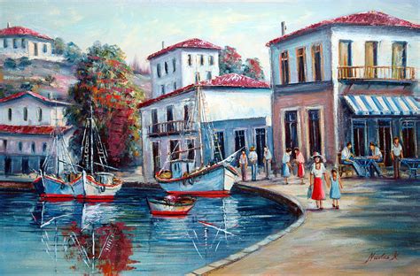Greek Island No 1 90x60 Cm Painting By Nikolas K