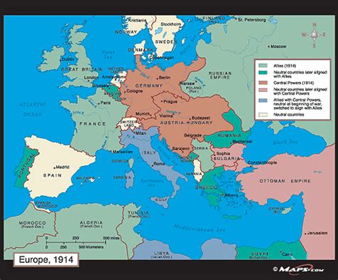 What did europe look like on the verge of world war i? Europe Map,1914 by Maps.com from Maps.com -- World's ...