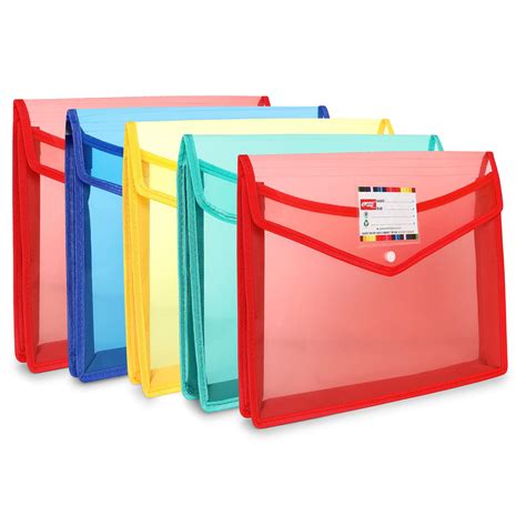 G 1 Transparent A4 Size Document File Storage Bag With Snap Button