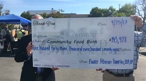 Food opportunities organization & distribution. Community Food Bank receives $143,000 donation from local ...
