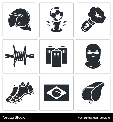 Soccer Fans Ultras Icon Collection Royalty Free Vector Image