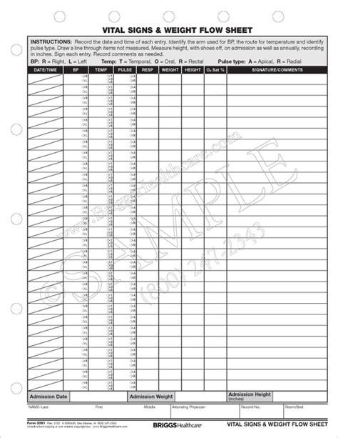 Printable Vital Signs Sheet Nursing