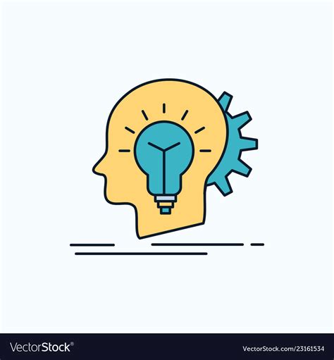 Creative Creativity Head Idea Thinking Flat Icon Vector Image