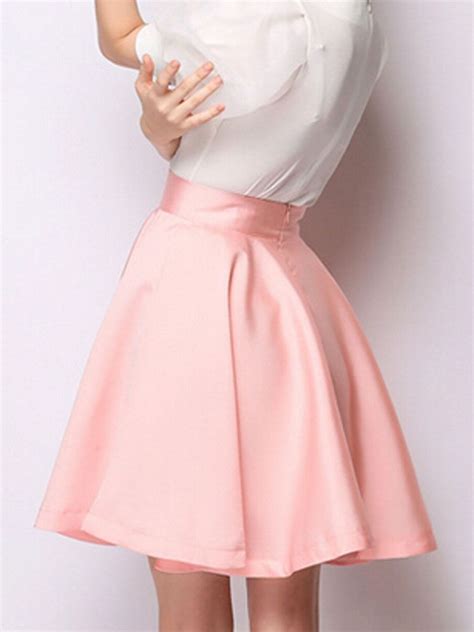 Pink High Waist Skater Skirt Girly Fashion Outfits Fashion