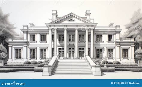 Neoclassical Symmetry Sketching A Greek Revival Luxury Villa Facade