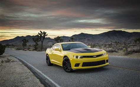 Hd Wallpaper 2014 Chevrolet Camaro 1le 3 Yellow And Black Coupe Cars