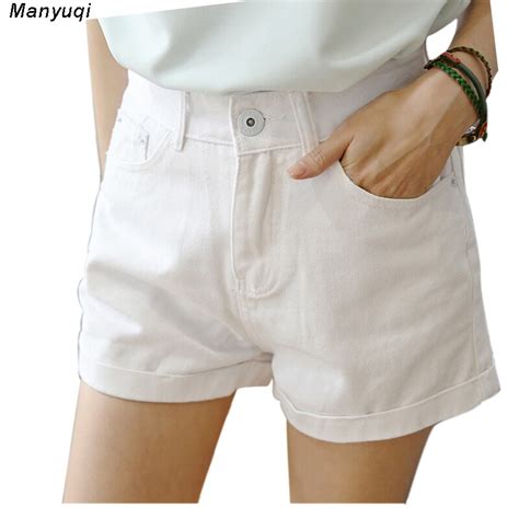white summer denim shorts womens loose fit ladies high waist sexy female wild short jeans for