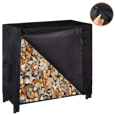 4ft Heavy Duty Indoor Outdoor Firewood Storage Log Rack With Cover