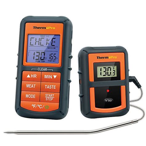 Thermopro Tp07 2 Piece Digital Wireless Meat Thermometer In Orange