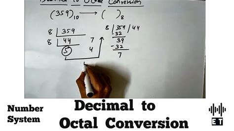 Number System Decimal To Octal Conversion Youtube