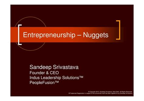 Entrepreneurship Nuggets And Advice Ppt