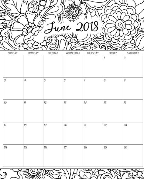 June Desk Calendar Printable 2018 Calendar Printables Coloring