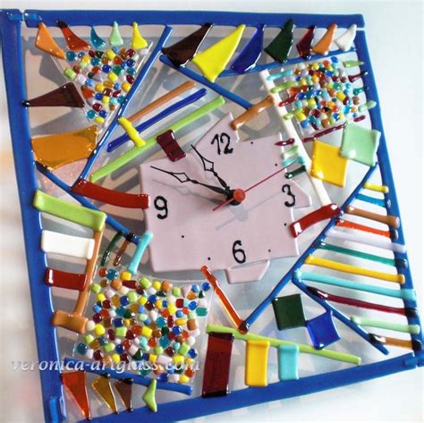 Fused Glass Clock Art Glass Wall Clock Chaos Fusing Glass Fusing Projects Fused Glass
