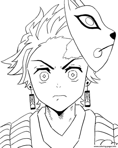 Tanjiro Kamado With Mask Demon Slayer Coloring page Printable