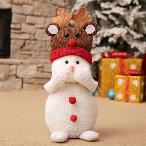Cute Cartoon Snowman Ornament Snowman Decor Snowman Doll Cloth Christmas Decoration Celebration ...