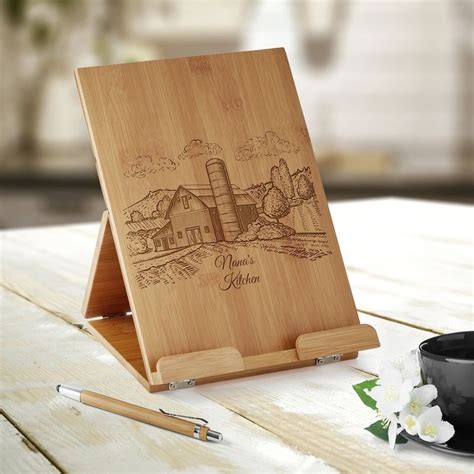 Farmhouse Laser Engraved Wood Kitchen Stand And Stylus Laser Engraved