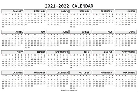 2021 And 2022 Calendar Planner Free Blank 2021 To 2022 Calendar