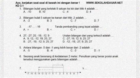 Contoh Soal Matematika Aplikasi Operasi Bilangan Bulat Beserta Jawabannya