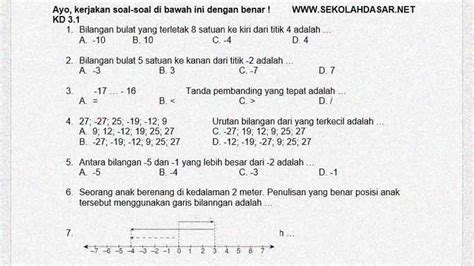 Detail Contoh Soal Garis Bilangan Kelas 6 Sd Koleksi Nomer 45