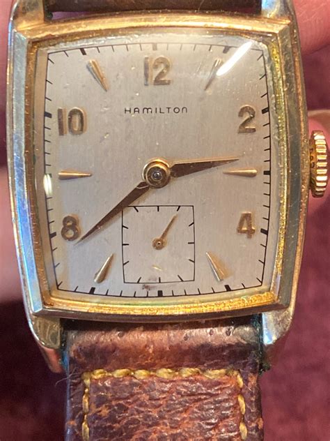 Vintage Hamilton 14k Gold Filled Wrist Watch Sandw Leather Etsy