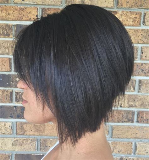 Brunette Angled Stacked Bob For Straight Hair Bob Haircut For Fine