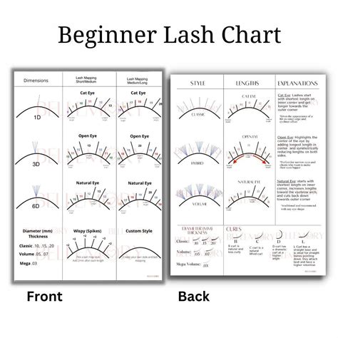1 Pc Beginner Chart Our Lash Training Charts Are Printed On Cardstock