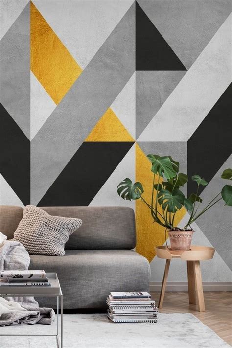 Living Room Pattern Geometric Wall Design 10 Geometric Wall Ideas