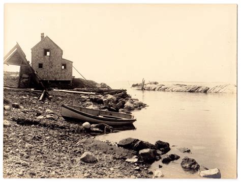 Monhegan Island Maine Fish House And Boats At Harbor Silver Print